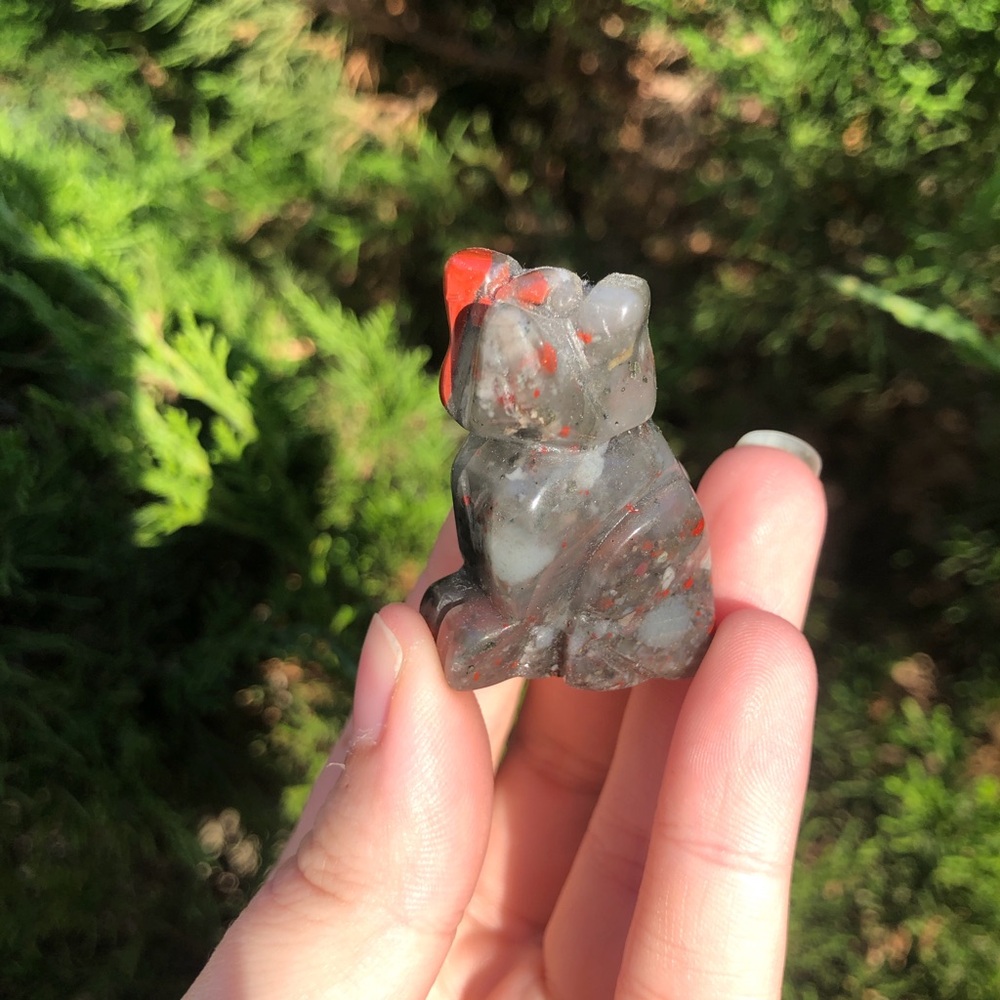 Bloodstone dog carving